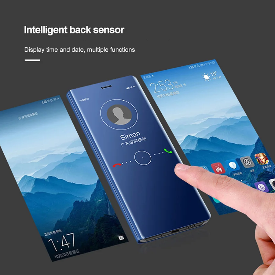 Filp зеркальный чехол для телефона Xiaomi Redmi Note 3 4A 4X умный кожаный подставка 8 SE A2 5X 6X 6