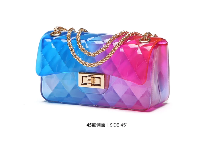 Clear Colorful Transparent jelly Bag Gradient Candy Color Crossbody Bags Designed Ladies Shoulder Chain Messenger Bag