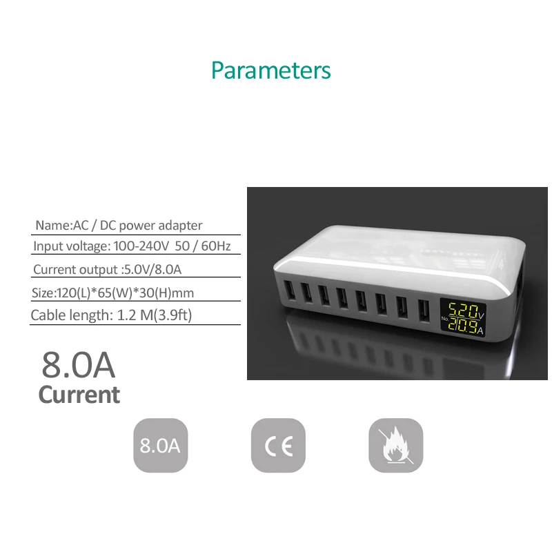 ingmaya multi port usb charger led screen show real time charging station for iphone samsung huawei pixel mi dv power adapter free global shipping