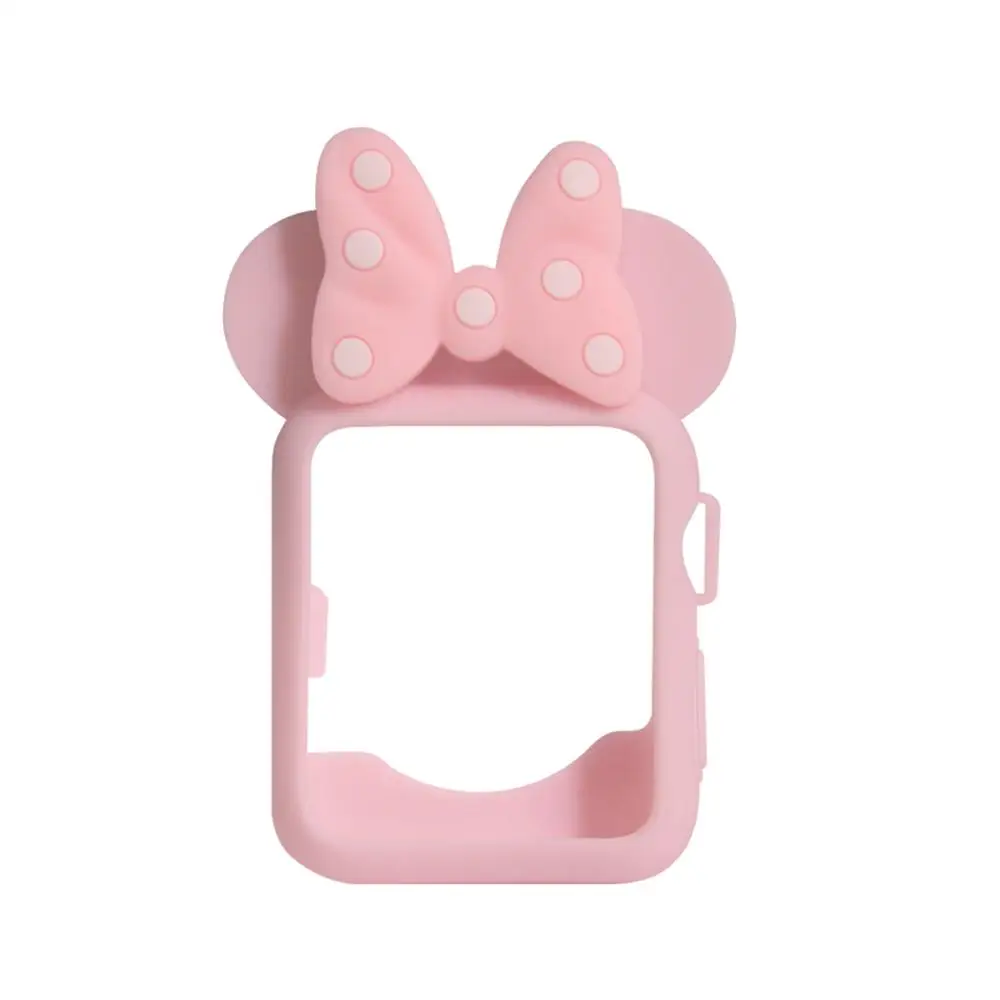 Pink pink 2 Силиконовый чехол для Apple watch 3 2 1 42 мм 38 мм милый женский мультяшный резиновый чехол для часов hello kitty Minnie для Iwatch 3 2 1 - Цвет ремешка: Pink pink 2