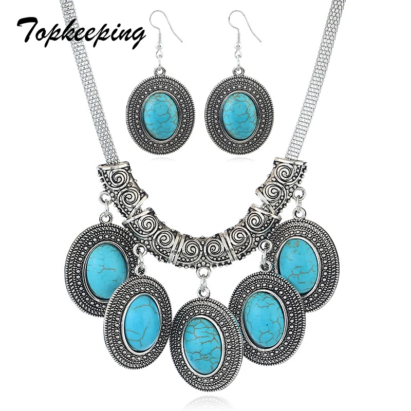 

Europe America Wedding Fashion Jewelry Graduation Gifts Girls Boho Ethnic Style Oval Shape Tassel Necklace Earrings Jewelry Sets