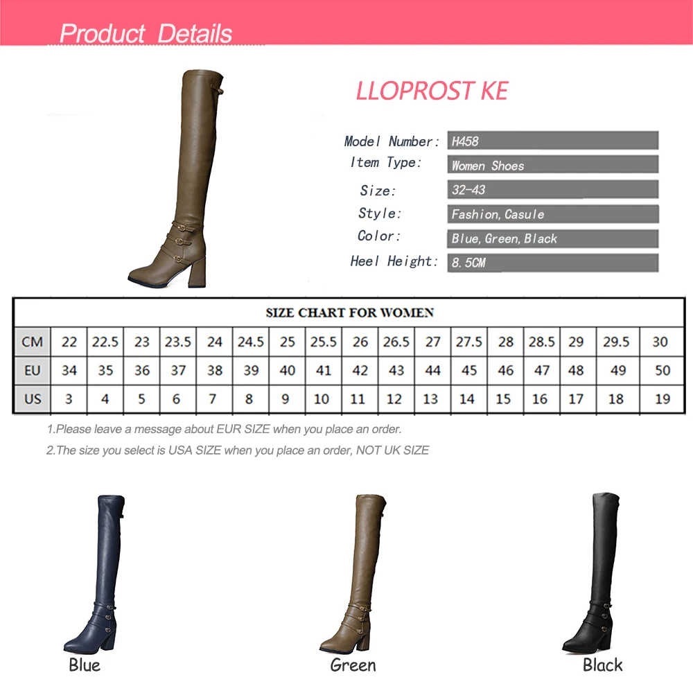 

Lloprost ke 2019 autumn winter long boots women thick heel over the knee boots female zipper Thigh High Comfortable Boots H458