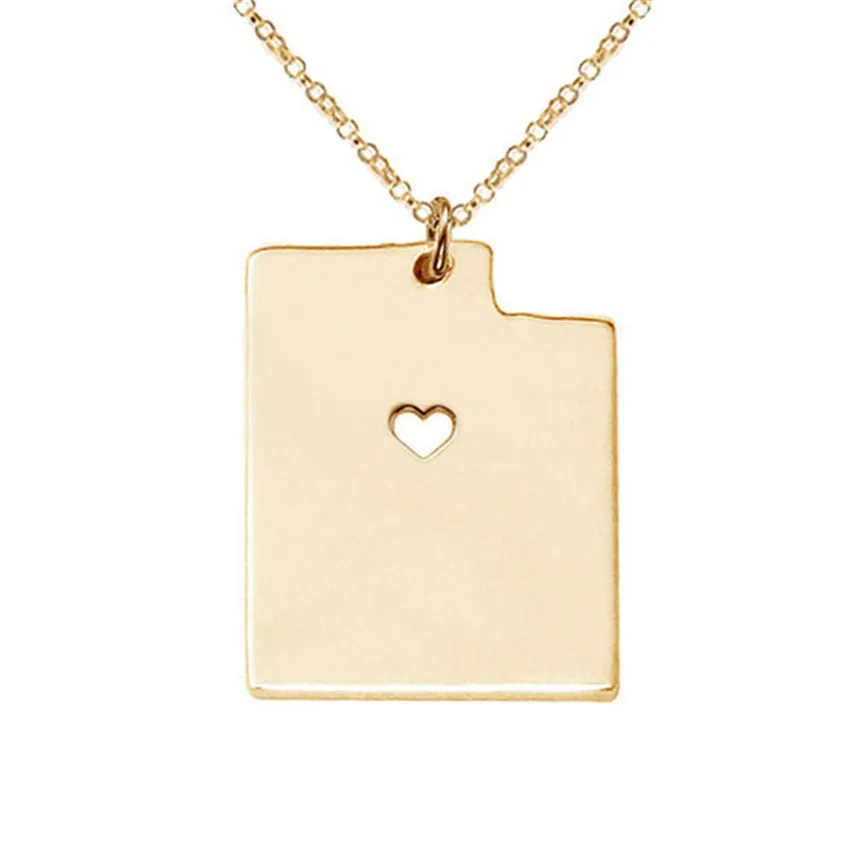 Цепочка с подвеской в виде карты штата Юта квадратной формы|necklaces for women|pendant