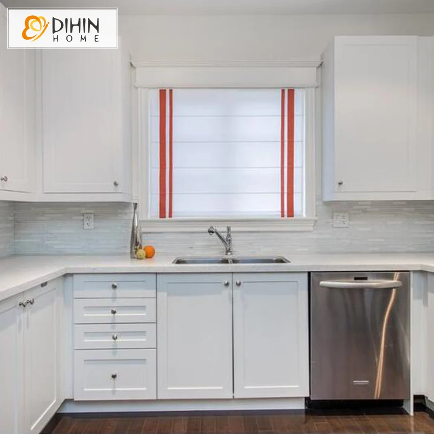 

Modern Custom Roman Shades With Double Strips Light Filter / Full Blackout Roman Shade Easy Install Window Curtains
