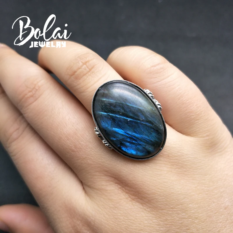 Bolaijewelry искусственное серебро натуральный лабрадорит Овальный драгоценный