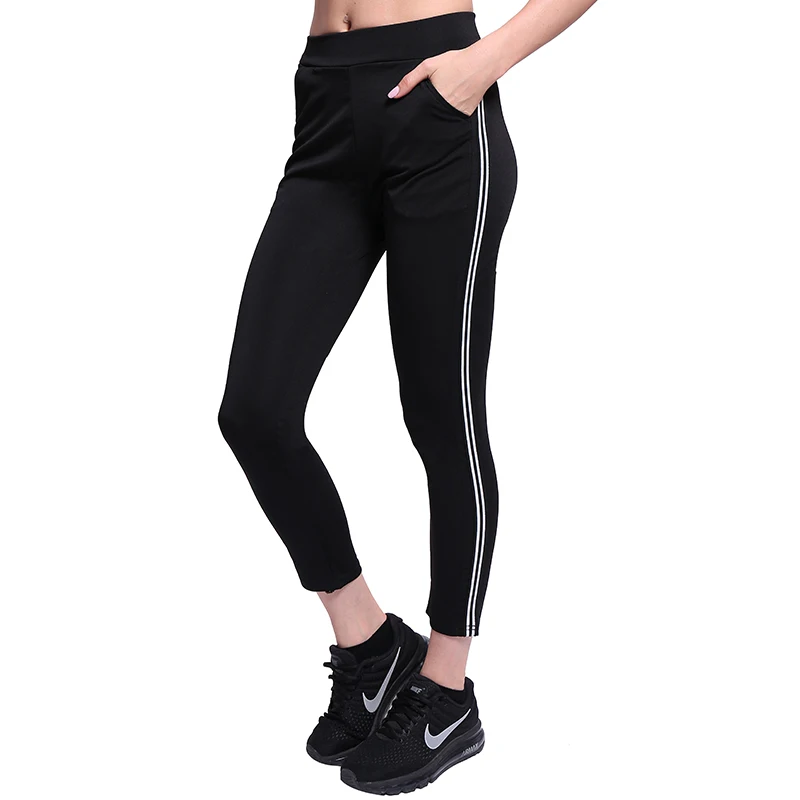 CHRLEISURE Для женщин шаровары Штаны сбоку полосатый впитывает пот и брюки сезон