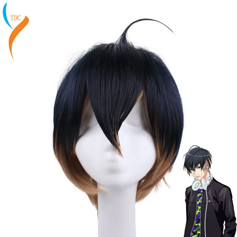 

New A3 Music Game Usui Masumi Cosplay Wigs Halloween,Party,Stage,Play,Carnival Short Hair Black With Yellow 14-30Y High quality