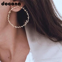docona punk boho olive branch leaf round gold color statement stud earrings for women metal trendy party jewelry gift c20310