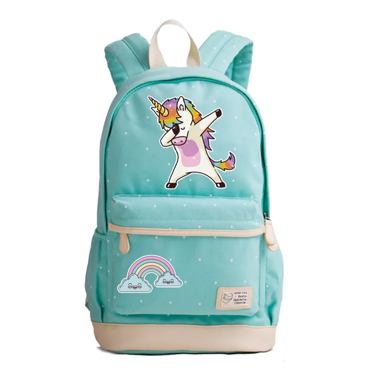 New Summer Style Rainbow Unicorn Printing Backpack Canvas School Bags for Teenage Girls Candy Color Women Backpack Rucksack - Цвет: 24