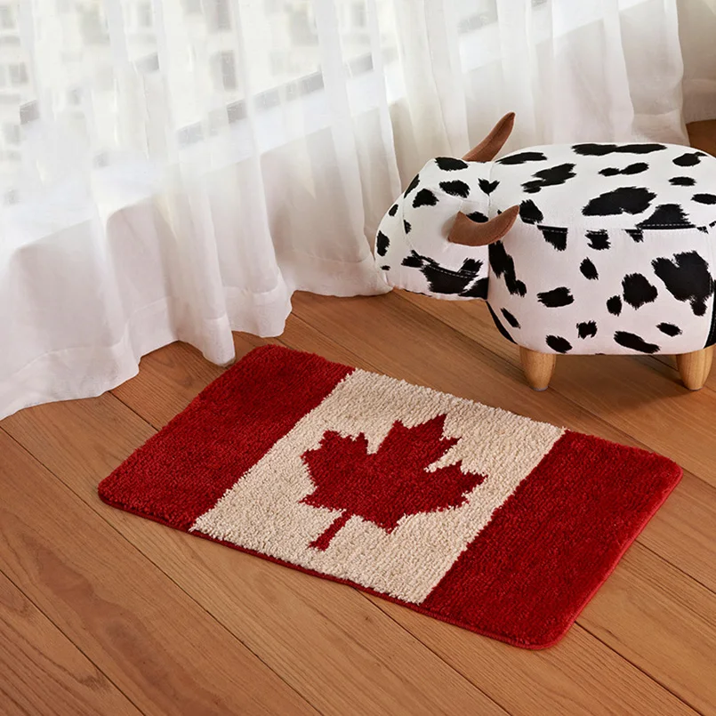Rectangle Mat in the Hallway Polyster Canadian Flag Doormat Anti-slip Floor Flocking Door Tapis De Cuisine Carpe | Дом и сад