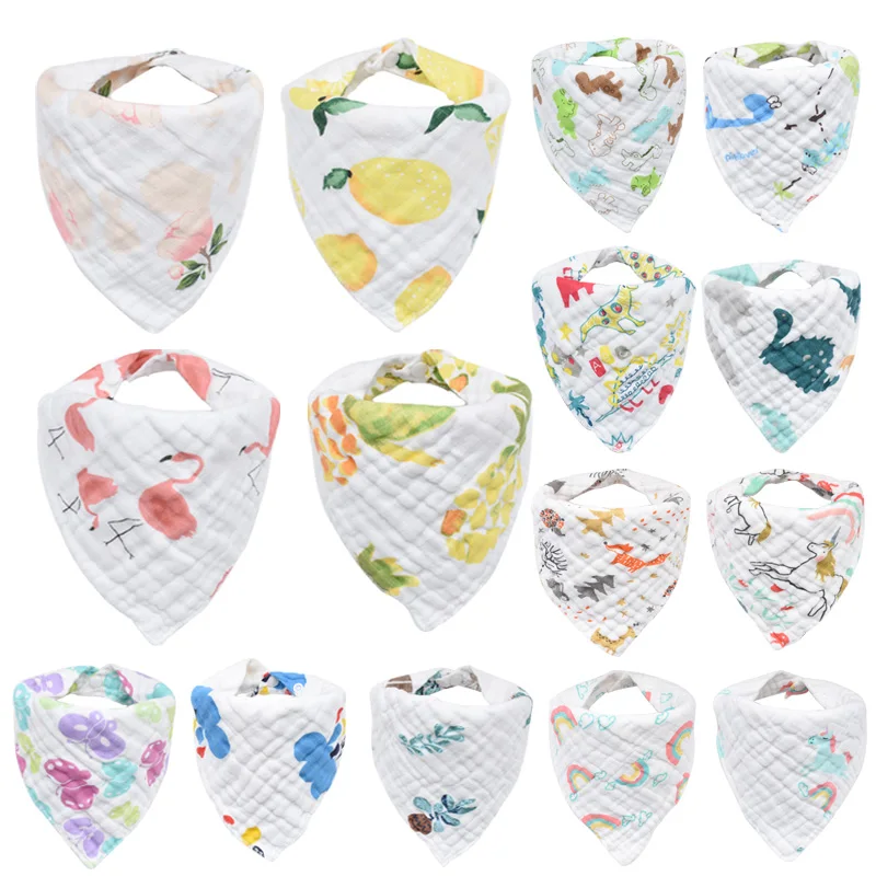 

4pcs/lot Musiln Cotton 8layers Baby Bibs Girls Boys Babador Baby Bandana Bibs Bebe Triangle Feeding Burp Cloth Bebe Collar Scarf