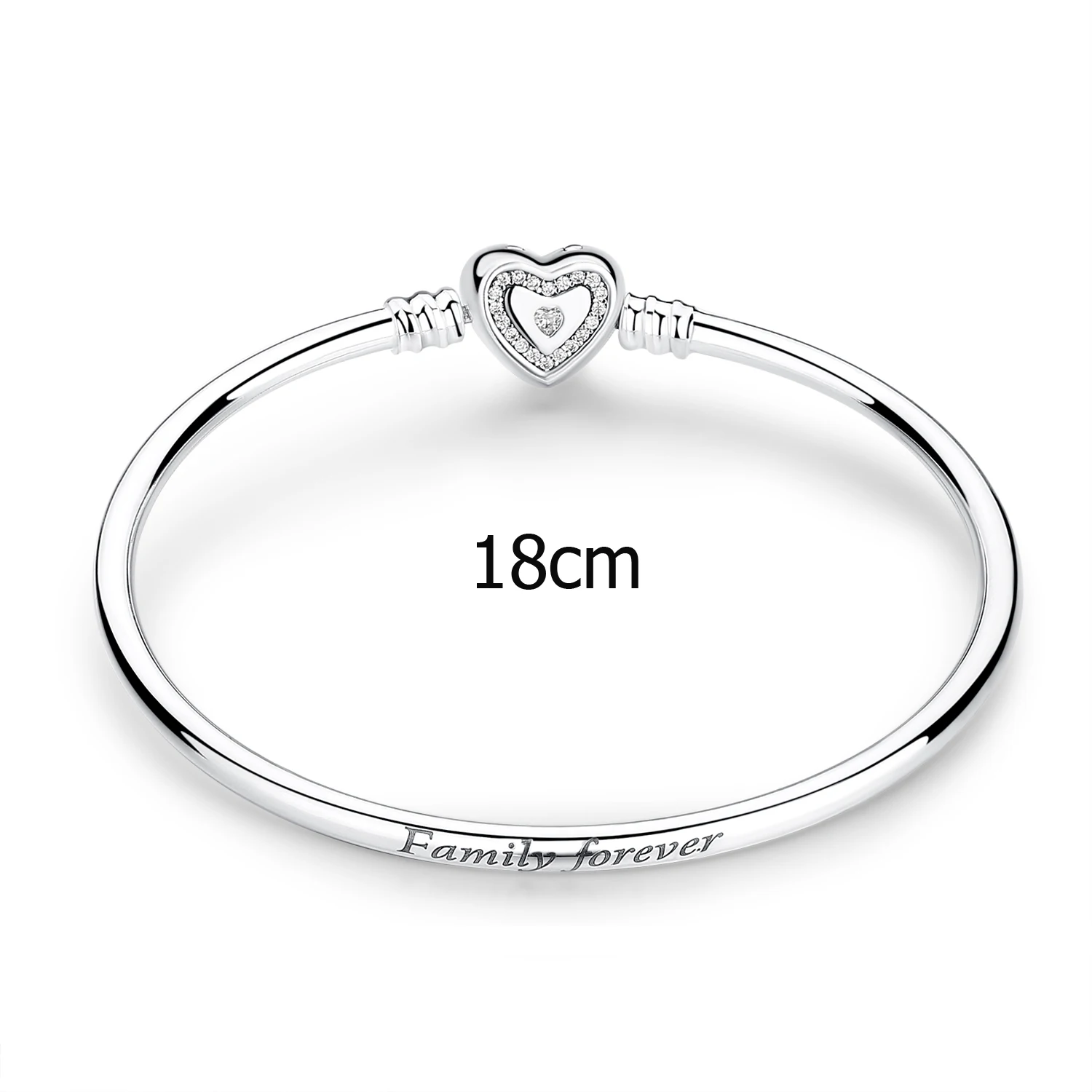 18cm Новые Аутентичные 925 пробы серебряные ювелирные изделия Fit Пан шарик шарма желаемое Сердце CZ браслет с застежкой Family Forever моменты браслеты сделай сам - Окраска металла: 18cm
