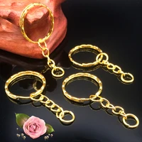 50pcslot 1 3x25mm gold color plated key ring with 4link chain 55mm long new metal keychainskey chain and key ring accessory