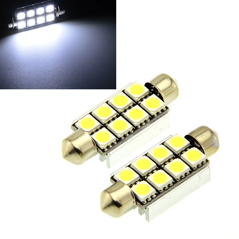 10X Canbus festoon 42 мм Festoon 8 SMD 5050 LED CANBUS Dome автомобильный номерной знак освесветильник