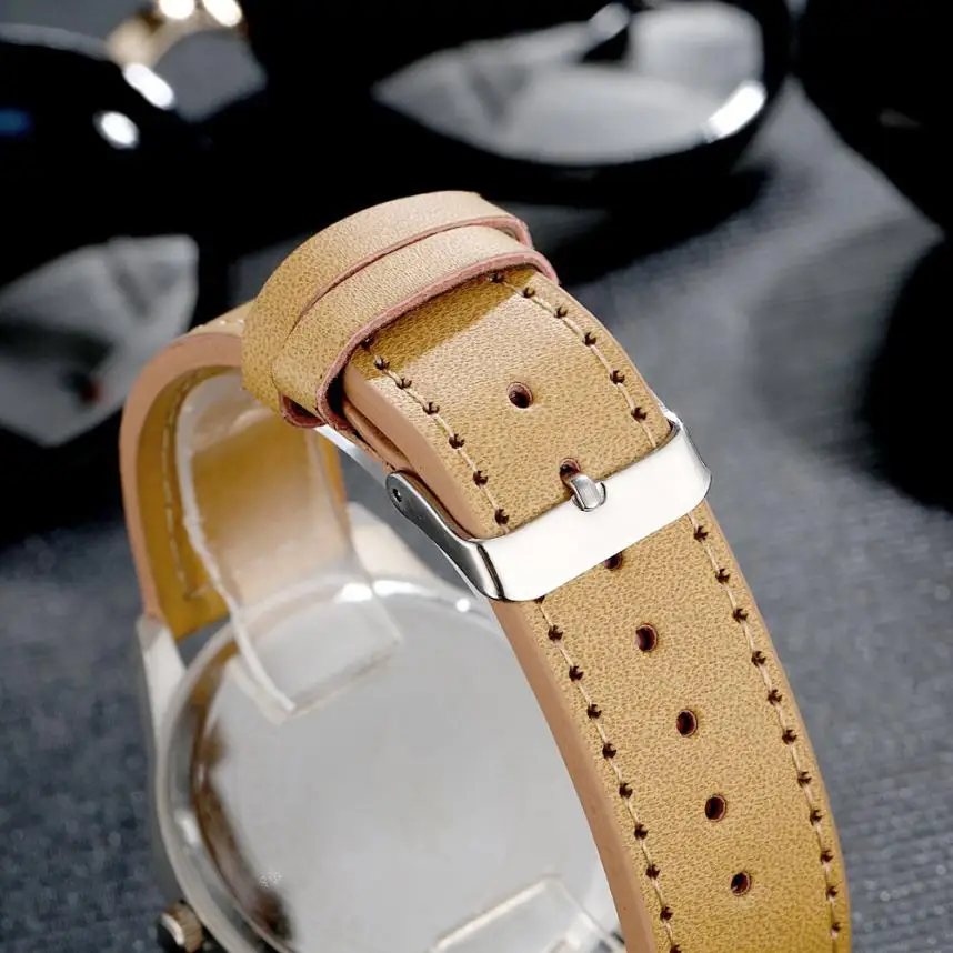 

New Fashion Watches Retro Design Faux Leather Quartz Watch Men Casual Leather Wrist Watch relogios feminino Hours #D