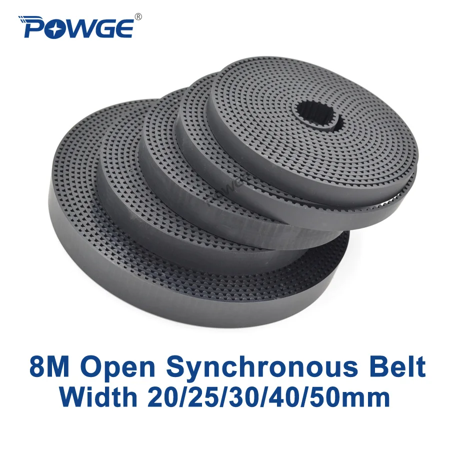 Открытый ремень ГРМ POWGE PU Black HTD 8 м ширина 20/25/30/40/50 мм полиуретан сталь дуговой зуб