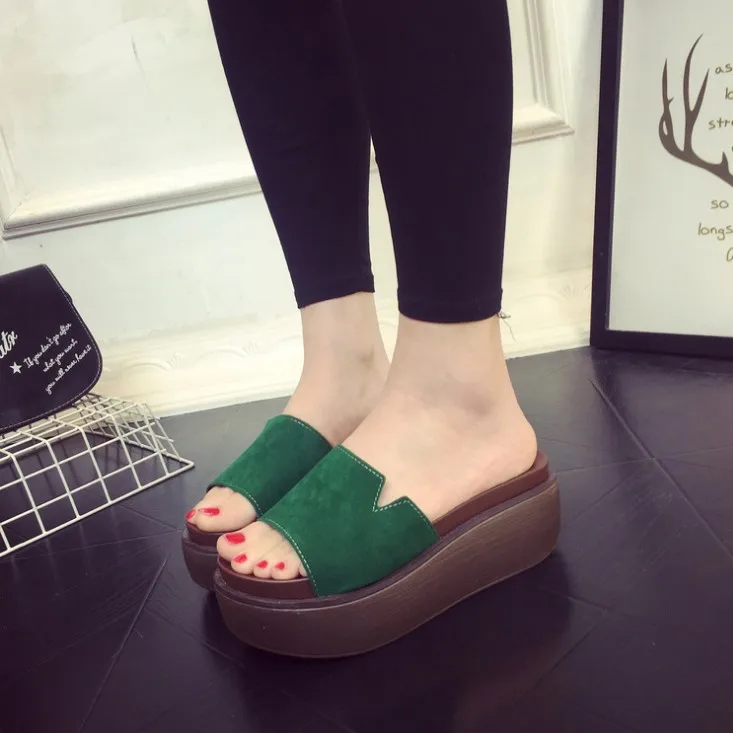 EFFGT 2018 new summer fashion waterproof ladies Scrub slippers platform wedge sandals thick high-heeled slipper flip flops V658 | Обувь