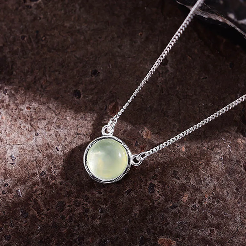 Small Green Prehnite Lotus Fun реальные 925 пробы Серебряный дизайнер ювелирные украшения натуральный карамельный цвет драгоценные камни Классический круглый кулон - Цвет камня: Small Green Prehnite