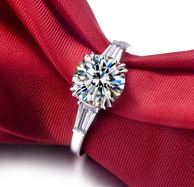 THREEMAN одноцветное 18KT Белое золото качество 2Ct Moissanite ювелирные изделия Пасьянс