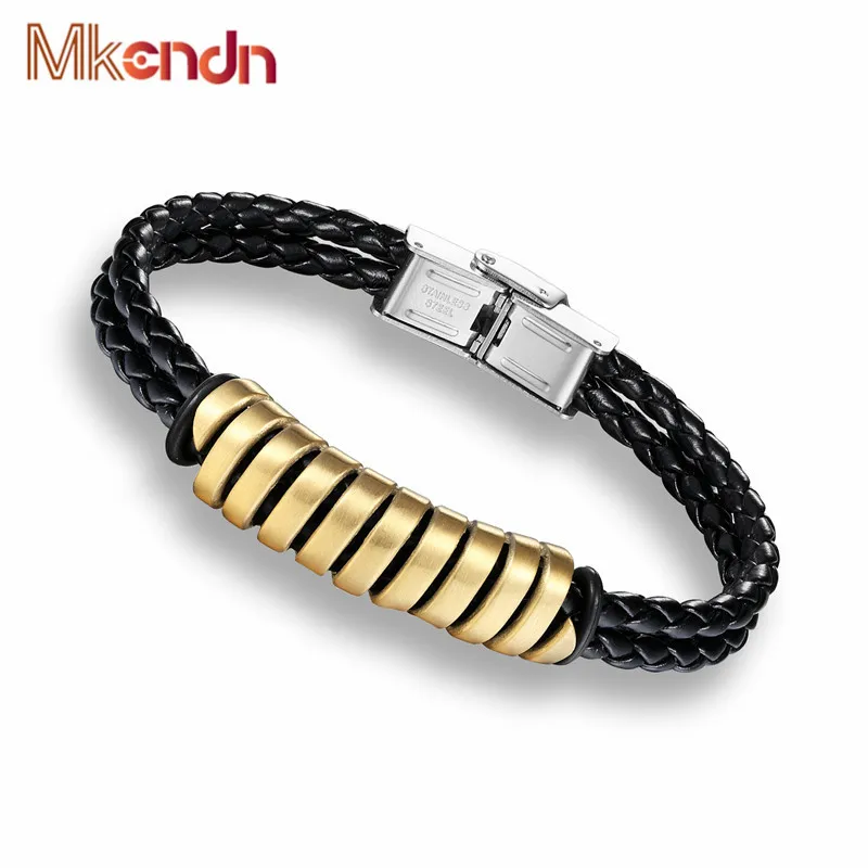 MKENDN новый модный многослойный Плетеный Кожаный браслет для мужчин и женщин