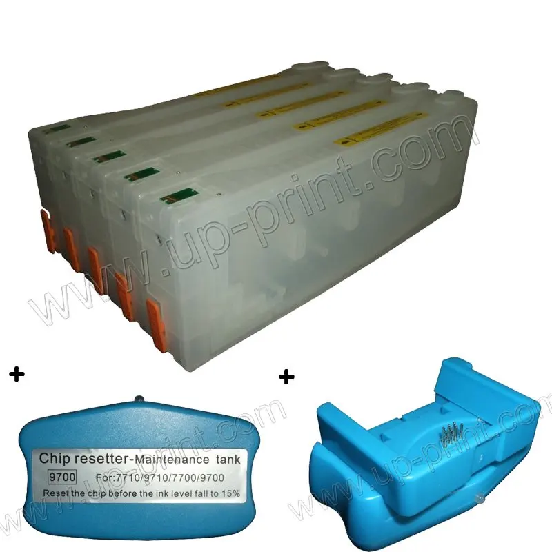 CISSPLAZA refill ink cartridge compatible for EPSON pro 7710 pro 9700 with chip +1 chip resetter +1 maintenance resetter