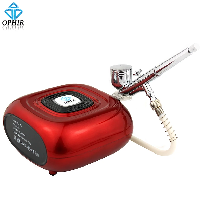 OPHIR Airbrush Kit with 3-Mode Mini Air Compressor for Nail Airbrushing Temporary Tattoo Cosmetic Tanning  Machine_AC123R+AC004A