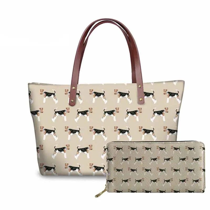 Женская сумка с принтом лисы и собаки ручками сверху | Багаж сумки