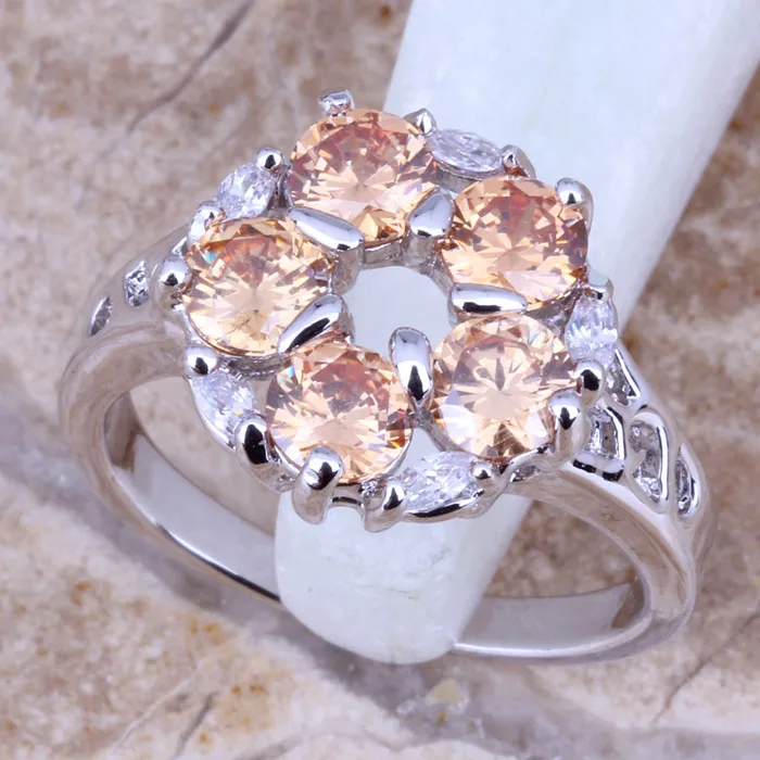 Женское кольцо с серебряным покрытием ювелирное изделие коричневым | Кольца -1880710434