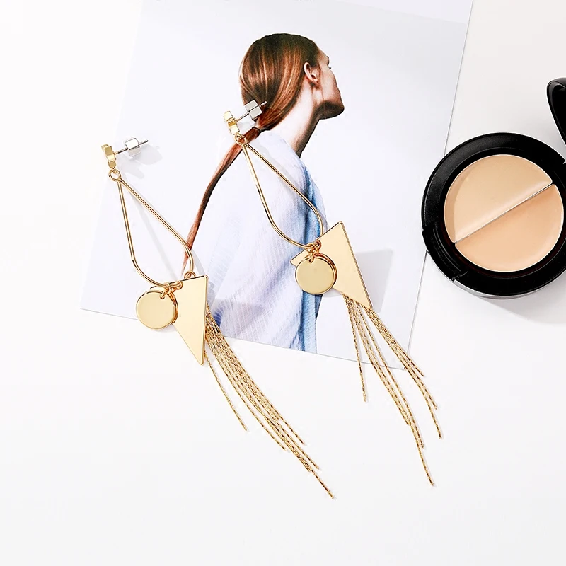 Ladies Gold Color Star Tassel Drop Earrings for Woman long triangle Earring Party Gift Fashion Jewelry | Украшения и аксессуары