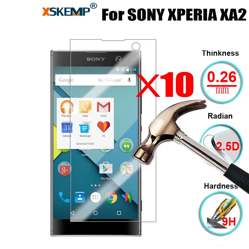 XSKEMP 10 шт./лот 2.5D HD закаленное стекло для SONY XPERIA XA2 Противоударная Ультрапрозрачная