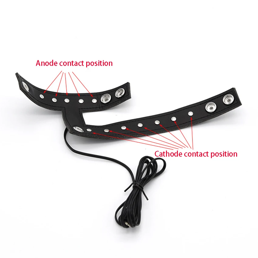 Двойной контакт электро пенис ремень проводящая лента ПУ кожаное кольцо для