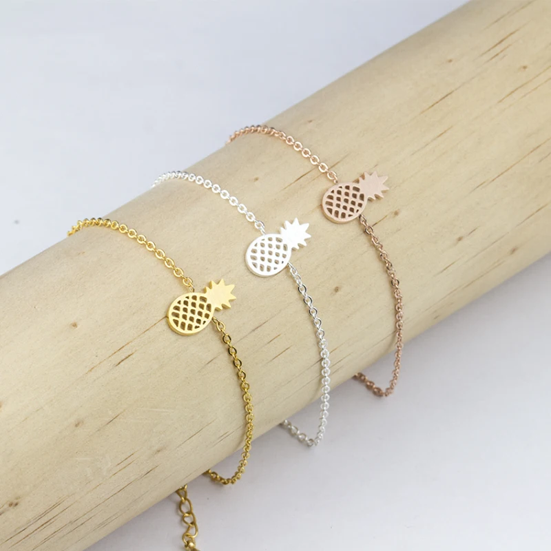 

Fruit Pineapple Bracelet For Women Tropical Jewelry Link Chain Stainless Steel Bracelet Best Friend Gift Pulsera Mujer