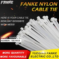 100pcspack 10400mm high quality width 9 0mm white color national standard plastic self locking nylon cable tieswire zip tie