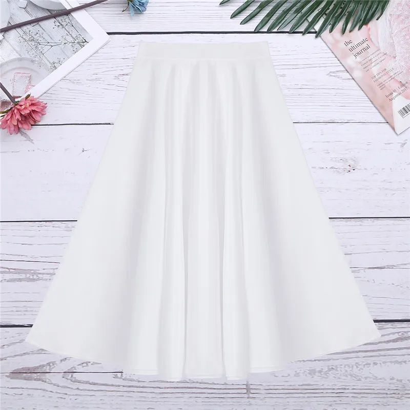FEESHOW длинная юбка с высокой талией для девочек-подростков юбка-макси круглым