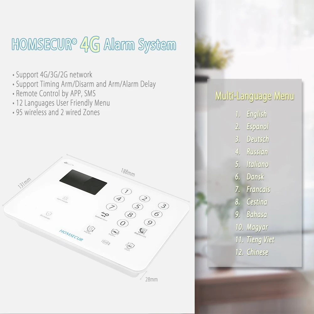 Homsecur беспроводный и проводной 4G LCD домашняя система охранной сигнализации + 4 * PIR