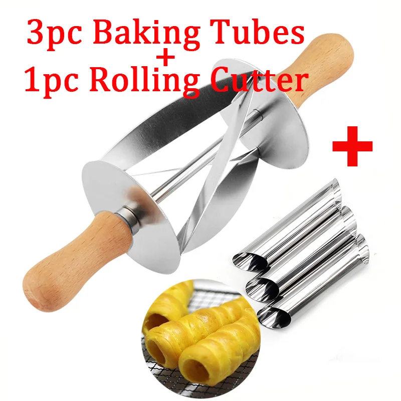 3tube Cutter Тесто режущий ролик нож круассан, хлеб, форма для приготовления печенья Кондитерский Резак кухонный, для домашней выпечки украшения инструмент для выпечки - Цвет: 3tube Cutter