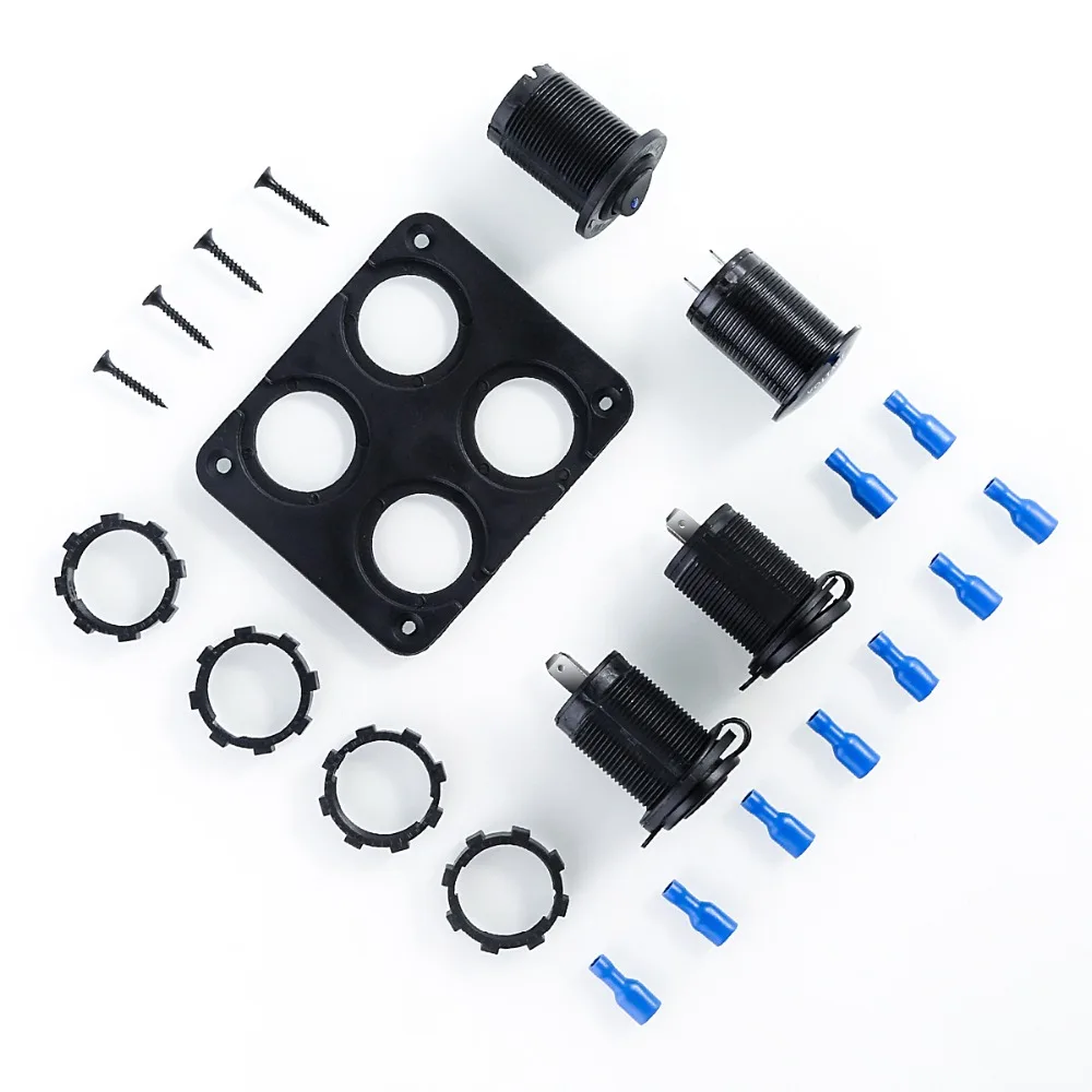 12 V-24 V многофункциональное 4 в 1 Автомобильное зарядное устройство Панель Dual USB Водонепроницаемый прикуриватель для автомобилей Грузовик Мотоцикл Бо