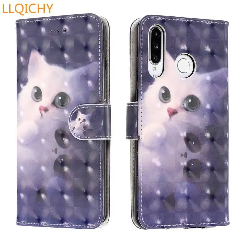 Кожаный чехол-бумажник с откидной крышкой для Huawei P30 Lite Animal | Мобильные телефоны и