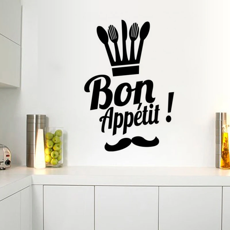 

Chef good appetite Art Sticker Restaurant Kitchen Removable Vinyl Wall Stickers DIY Home Decor Waterproof Wallpaper JG1592