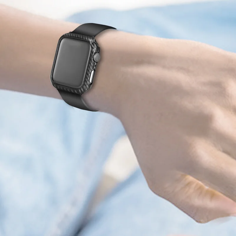 Карбоновый защитный чехол для Apple Watch 4 5 полос 42 мм 38 44 40 Чехлы часов бампер iwatch