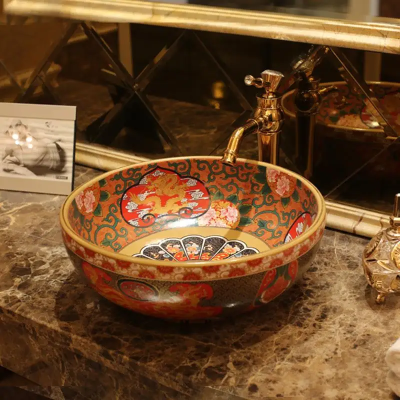 Керамическая раковина Jingdezhen для ванной комнаты из фарфора столешница античная