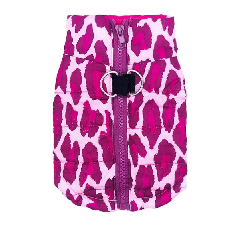 Fushia Leopard Водонепроницаемый собак Coat Зима Щенок Одежда с камуфляжным принтом Маленькая Собака Куртка Чихуахуа Йорки Костюмы - Цвет: Fushia Leopard