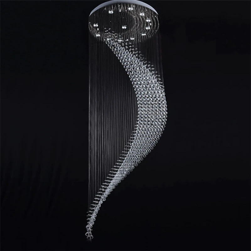 Satılık Qyartistry Için Modern Kristal Avize Merdiven Spiral Tasarım LED Kristal Lamba Lüks Asılı Kapalı Koridor Aydınlatma Armatürü
