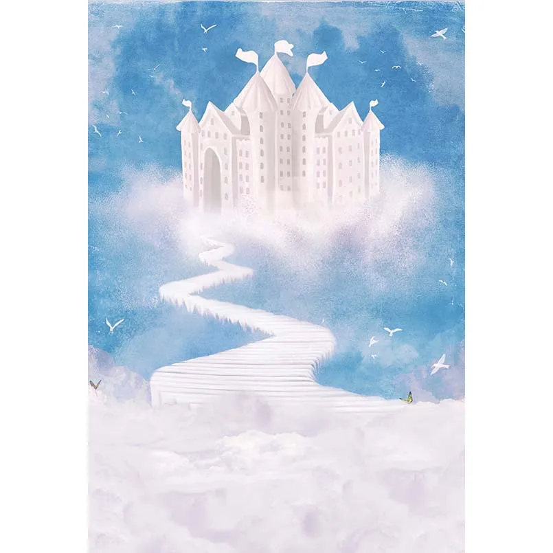 Подгонянный 3 D белый дворец голубое небо фото фон для модели портретной