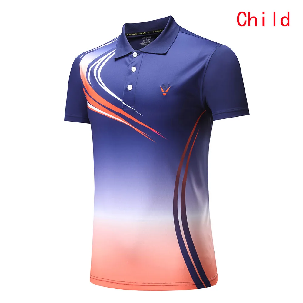 Child Purple Shirt Детские/женские/мужские теннисные рубашки, быстросохнущая одежда для бадминтона, рубашки для настольного тенниса, одежда для пинг-понга, верхние части одежды zumaba униформы - Цвет: Child Purple Shirt