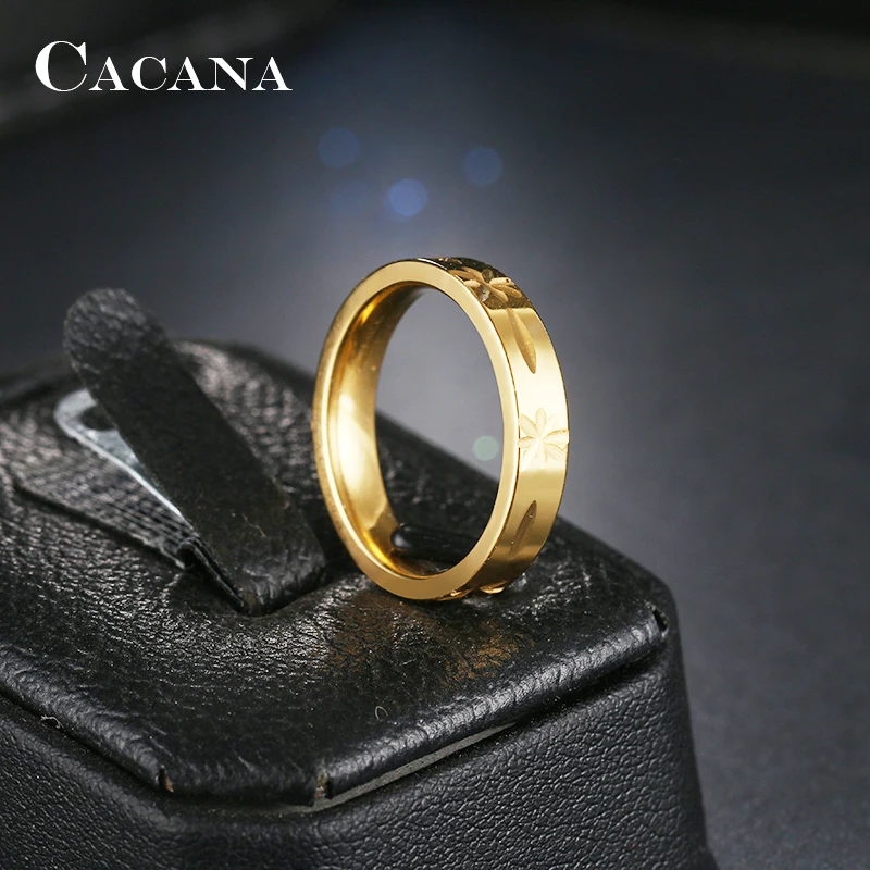 Женские кольца из нержавеющей стали CACANA для свадьбы идеальная резка