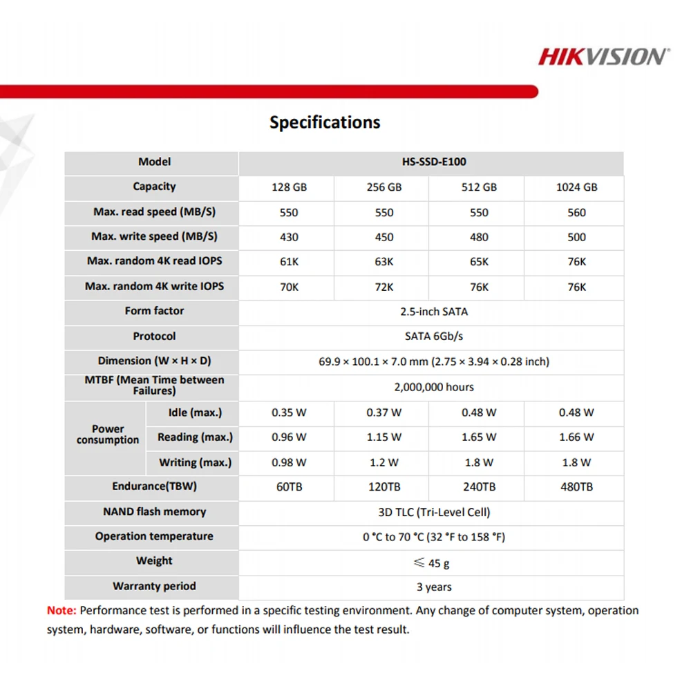HIKVISION SSD SATA E100 128 ГБ 256 512 г 1 ТБ 1024 TLC 3D NAND super speed твердотельный жесткий диск HDD для