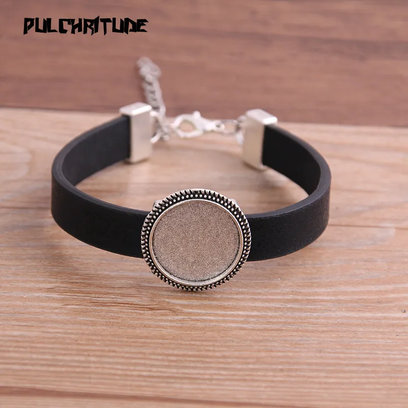 1 шт 5 видов цветов шаблон PU серебряный браслет круглое основание установка