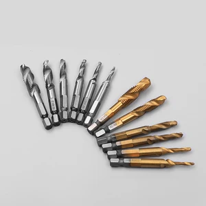 6 шт.лот набор сверл с шестигранным хвостовиком 14 дюйма M3-M10 с титановым покрытием HSS сверлильные сверла резьбовые нарезные инструменты