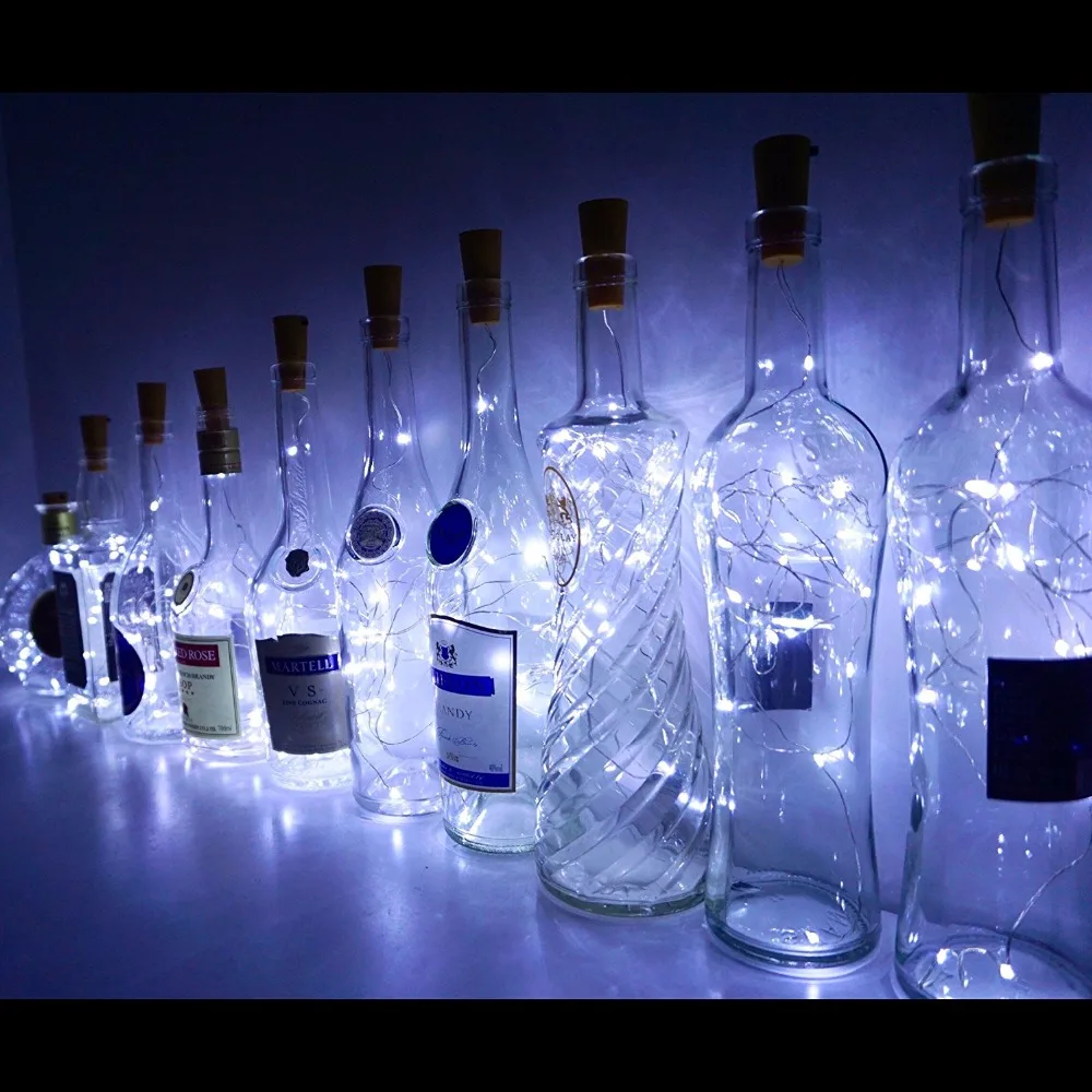 2 м 20 LED Бутылка нить с пробкой огни винная бутылка мини медным проводом